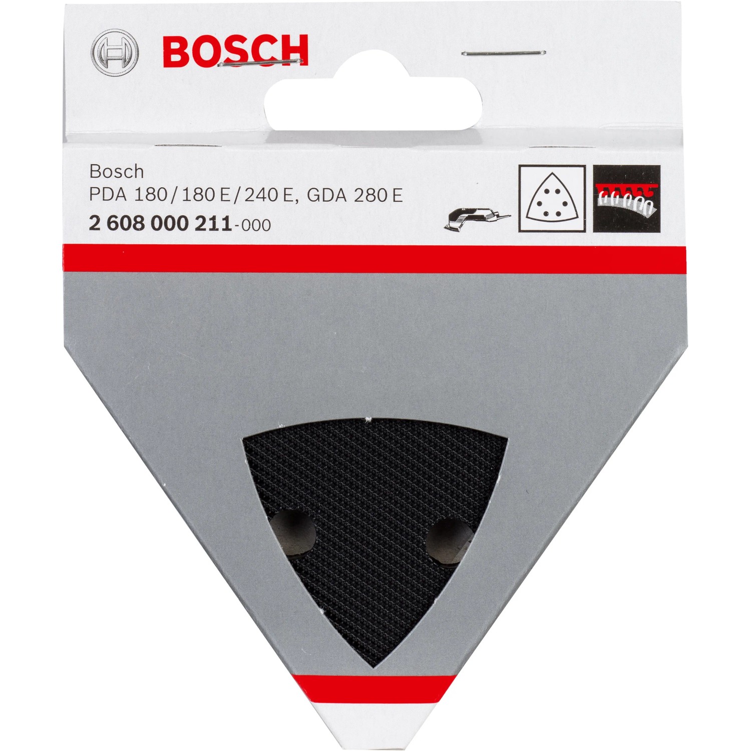 Bosch Schleifplatte für Deltaschleifer, geeignet für Ecken und Flächen. Mit Kletthaftsystem.