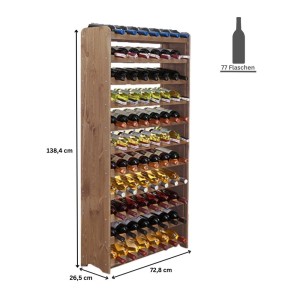 Volles, geöltes, braunes Kiefernholz Weinregal für 77 Flaschen. PROREGAL Pinotwine C.