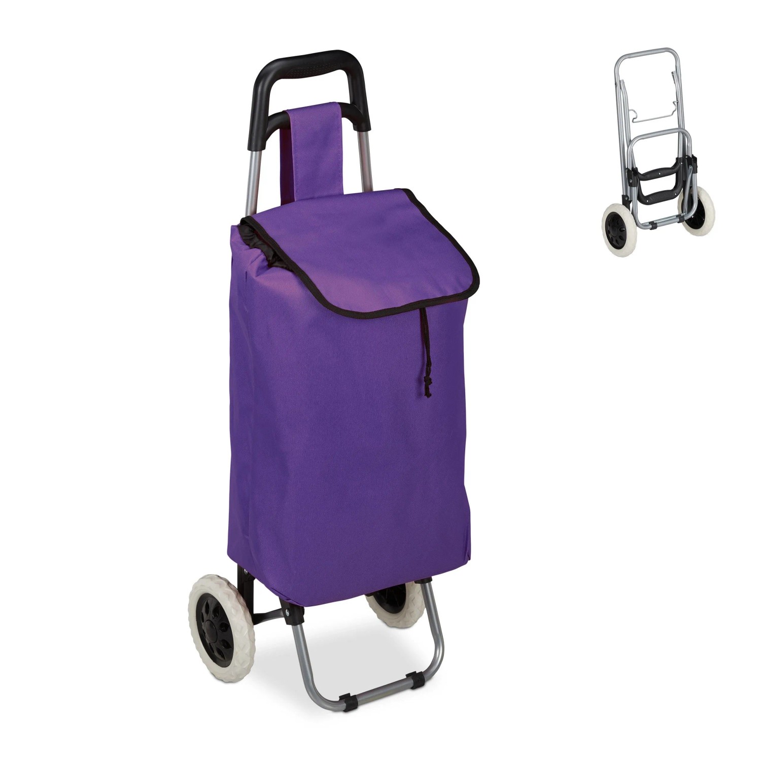Relaxdays Einkaufstrolley Stoff Stahl Lila Faltbar 91 cm x 40 cm x 30 cm 1,6 kg