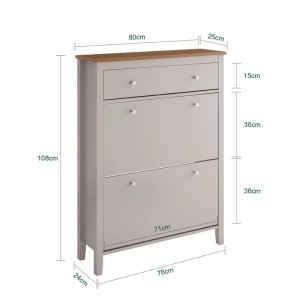 SoBuy Schuhschrank Schmal mit Schublade Schuhkommode mit 2 Klappen 80x108x25cm Hellbraun FSR89-KA