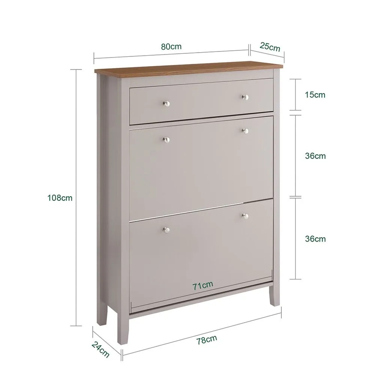 SoBuy Schuhschrank Schmal mit Schublade Schuhkommode mit 2 Klappen 80x108x25cm Hellbraun FSR89-KA_3