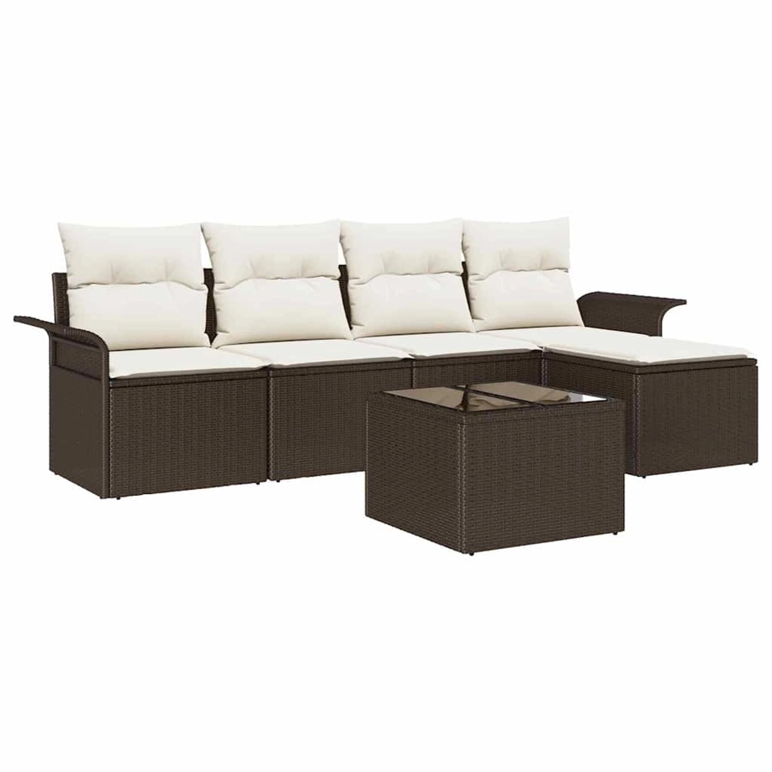 vidaXL Garten-Sofa-Set mit Kissen mit Speicher 6-Tlg Braun Poly Rattan 3353 günstig online kaufen