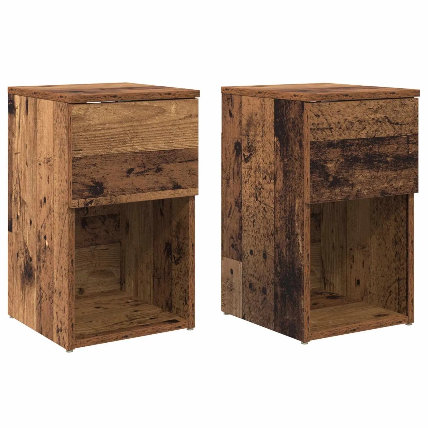 vidaXL Bettschrank 2 Stk Altholz 29 x 31,5 x 49 cm Holzwerkstoff 8001110