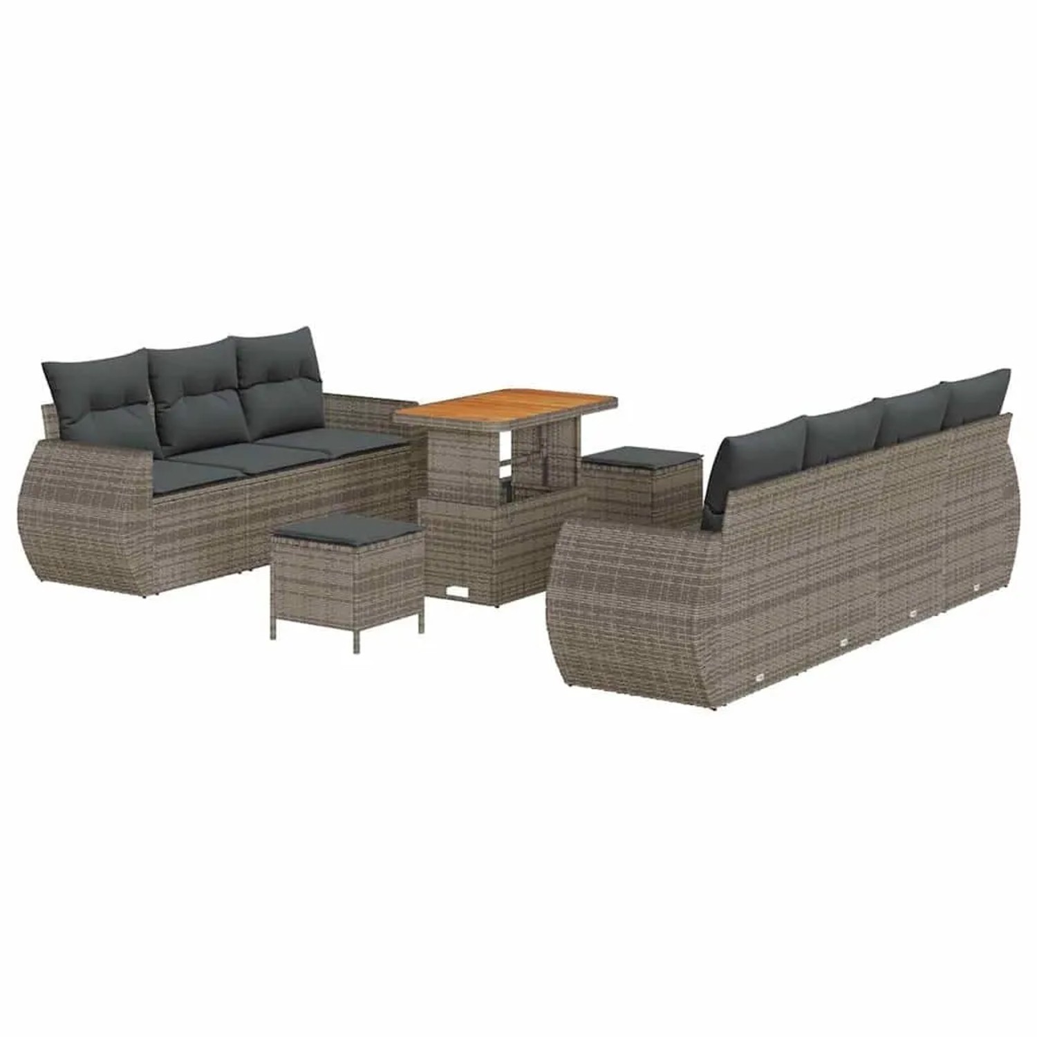 vidaXL Gartensofa-set mit Kissen mit Speicher 10-Tlg Grau Poly-Rattan 33637 günstig online kaufen