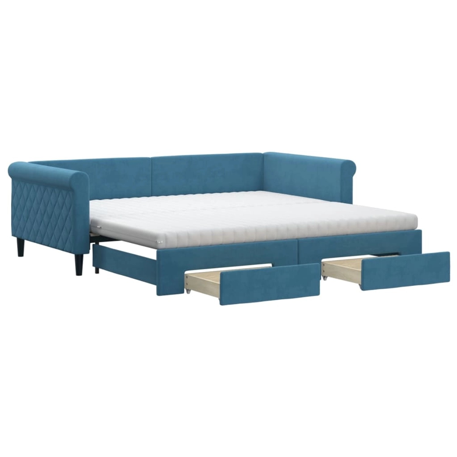 vidaXL Tagesbett Ausziehbar mit Schubladen Blau 100x200 cm Samt 3197849 günstig online kaufen