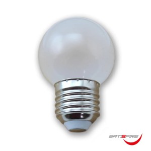 Nahaufnahme: Ultra-warmweiße LED-Kugellampe E27 für Satisfire Partylichterkette.