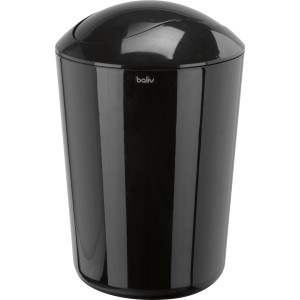 Schwarzer, glänzender baliv Kosmetikeimer (6 l) mit Schwingdeckel für Bad & WC.