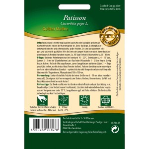 Samentüte Quedlinburger Patisson 'Golden Marbre', gelbe Zucchini-Samen.