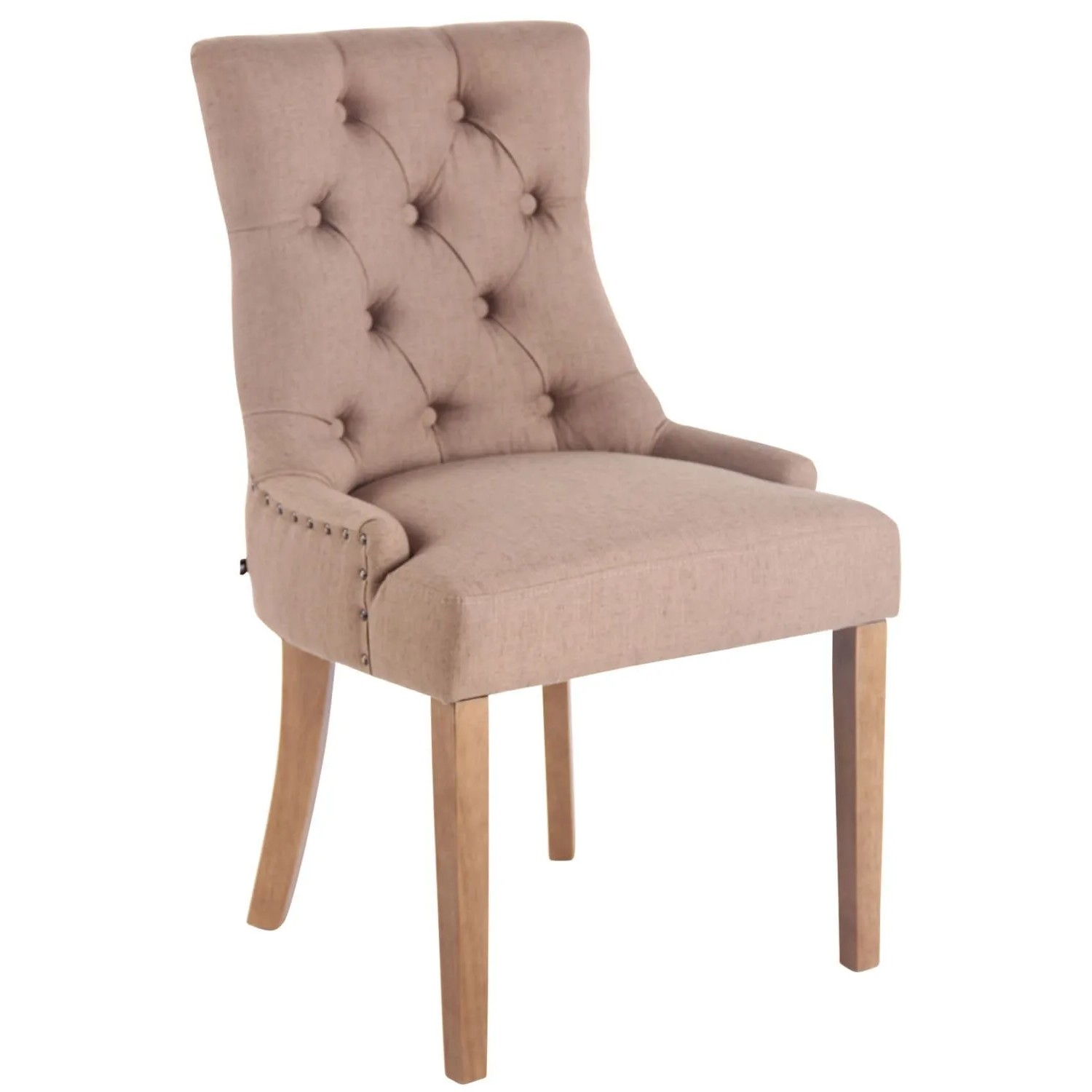 CLP Esszimmerstuhl Aberdeen Stoff Taupe/Antik-Hell