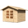 Karibu Holz-Gartenhaus Tyka, unbehandelt, mit Satteldach, 270x270 cm.