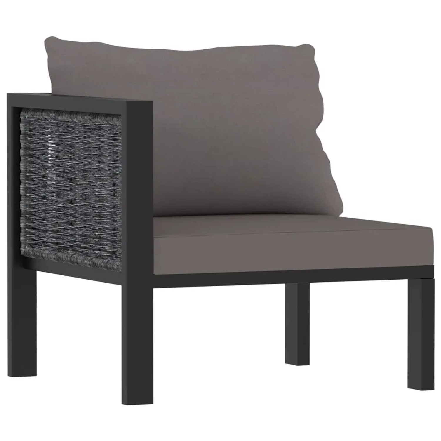 Anthrazitfarbener Eckteil des vidaXL Garten Lounge Sets mit Polyrattan und dunklen Auflagen.