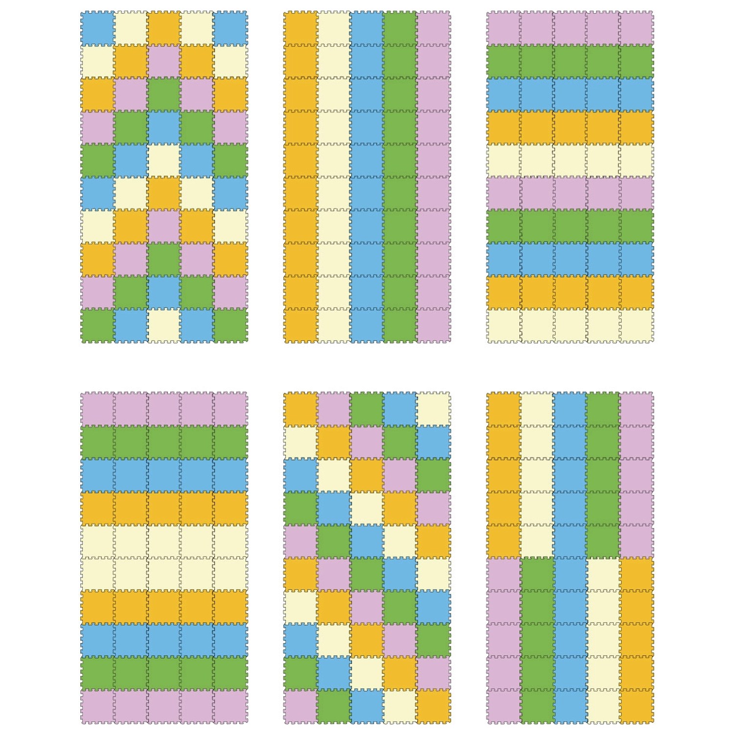 Bunte LittleTom Puzzlematte, 45 Teile, 30x30 cm, für Babys und Kinder. Schaumstoffmatte mit verschiedenen Farbkombinationen.