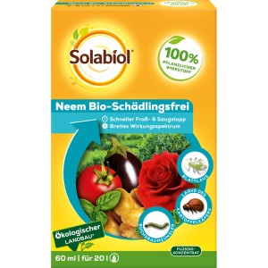 Verpackung Solabiol Neem Bio-Schädlingsfrei 60ml für Pflanzen, Gemüse und Kräuter.