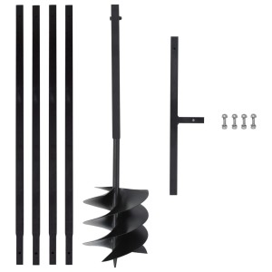 vidaXL Erdbohrer mit Griff 250 mm mit Verlängerungsrohr 4 m Stahl 3059406