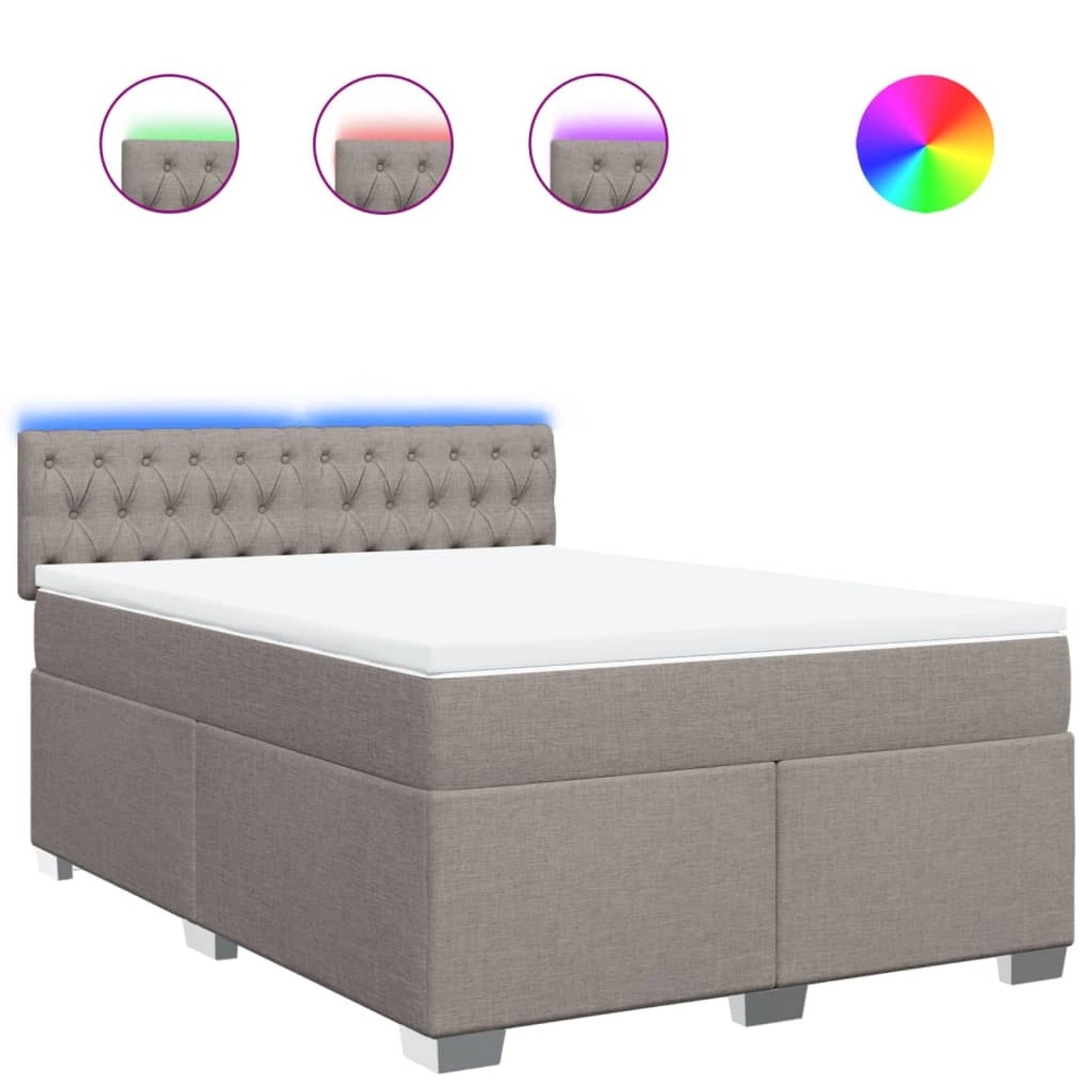 vidaXL Boxspringbett mit Matratze Taupe 140x200 cm Stoff 3288222 günstig online kaufen