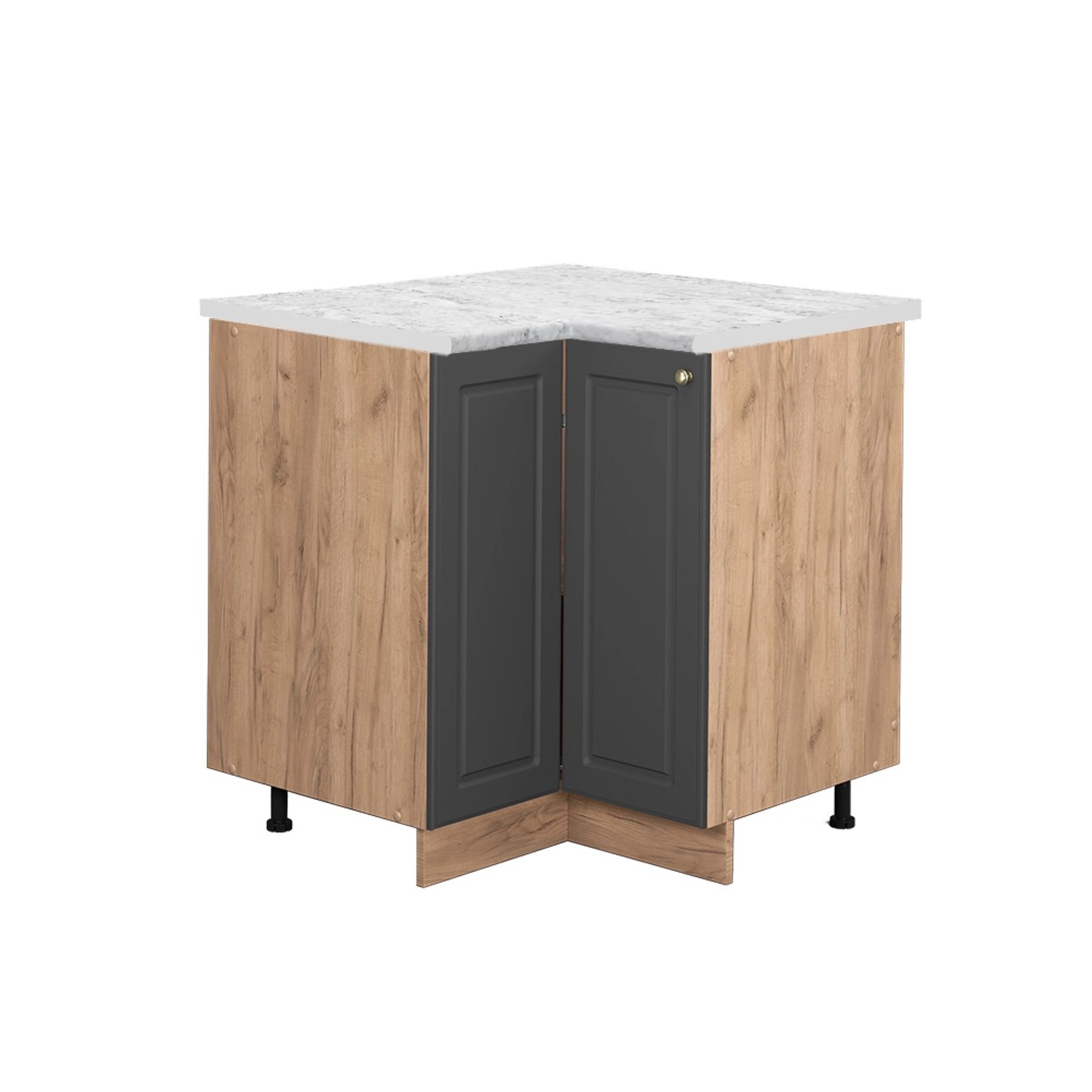 Vicco Eckunterschrank Fame-Line Anthrazit-Gold/Goldkraft Eiche 81 cm AP Marmor