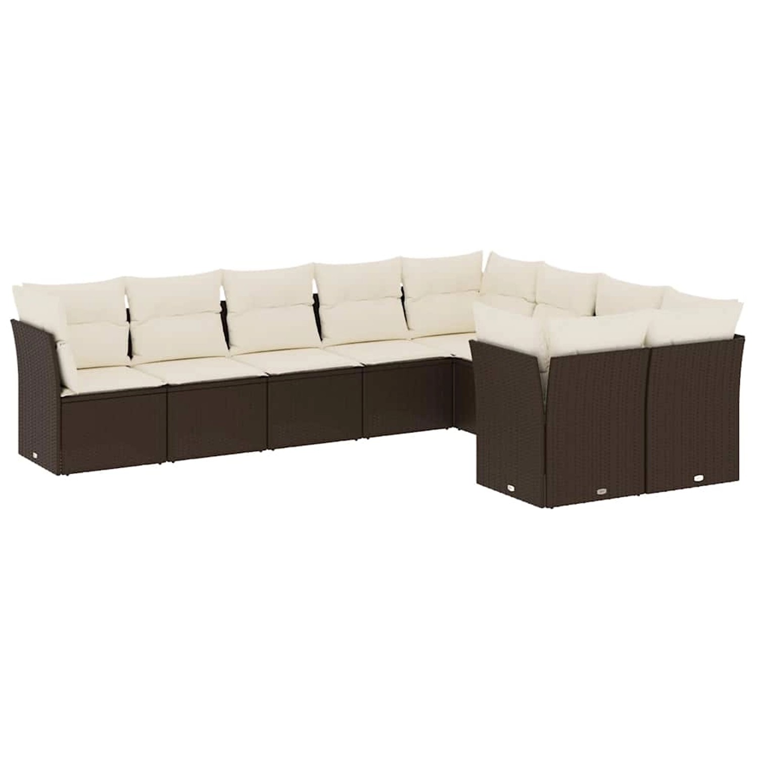 vidaXL 9-Tlg Garten-Sofagarnitur mit Kissen Braun Poly Rattan 3218173 günstig online kaufen
