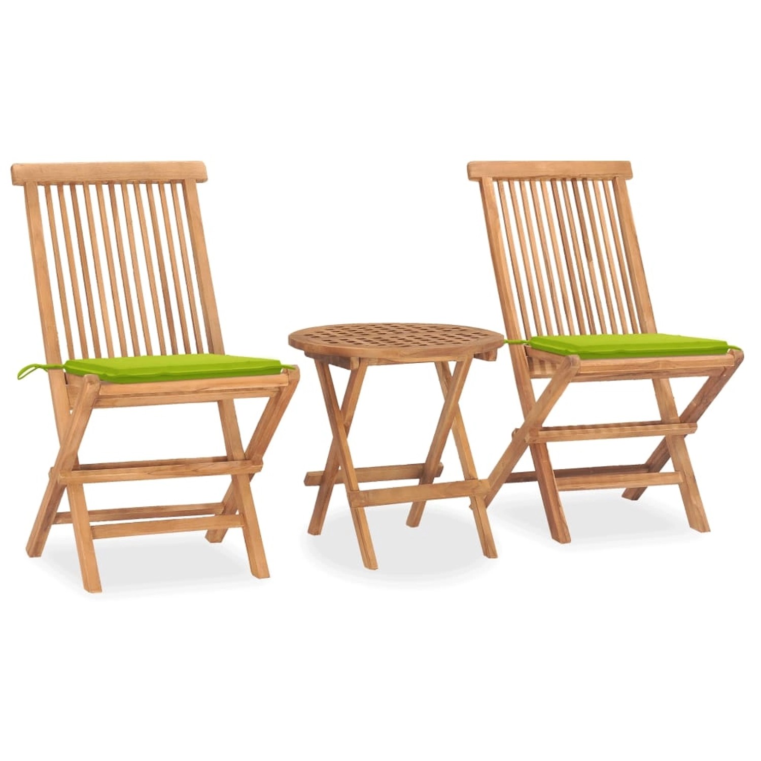 vidaXL 3-Tlg Garten-Essgruppe mit Kissen Klappbar Massivholz Teak 3063182