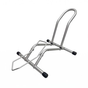 Relaxdays Fahrradständer Stahl Silber Freistehend Rutschfest für 16 bis 29 Zoll 38 cm x 41 cm x 59 cm