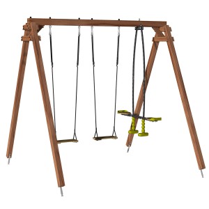Soulet Holzschaukel Gautier mit 2 Schaukeln und Vis-a-Vis Schaukel für Kinder.