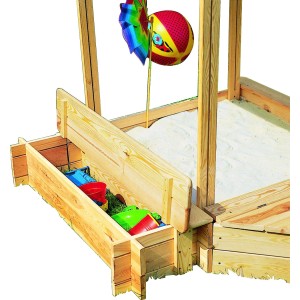 Promadino Sitz- und Bugbox als Zubehör für den Sandkasten Peter, aus Kiefernholz.