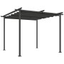 Dunkelgraue Furnicato Gartenpergola 3x3m mit verstellbarem Sonnendach und Metallrahmen.