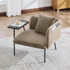 PXloue Stühle Einzelsessel mit Beistelltisch Chenille Sessel mit Seitentaschen für Wohnzimmer Khaki