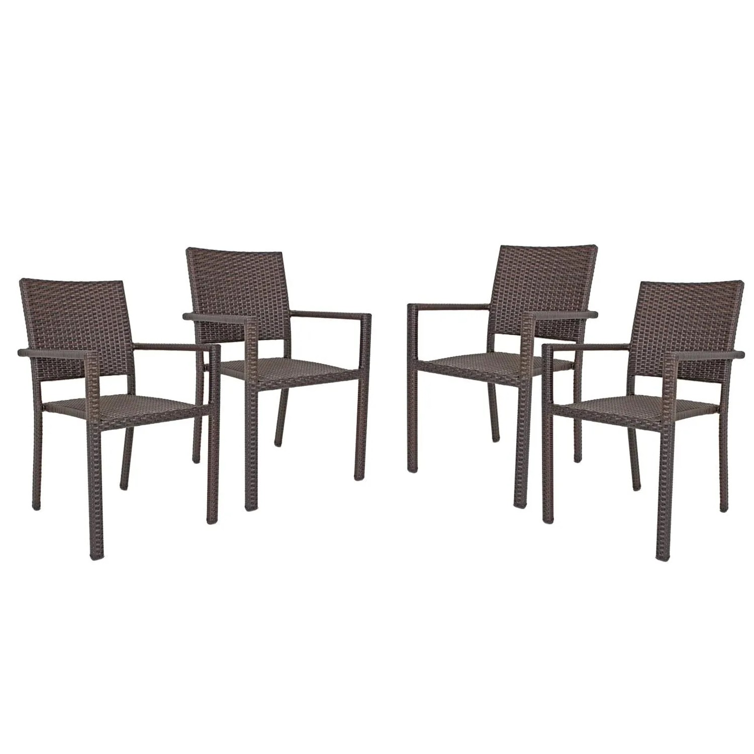 DELUKE Gartenstuhl 4er Set LEIF Kunststoff Braun Stapelstuhl Wetterfest Terrassenstuhl Outdoor Essstühle