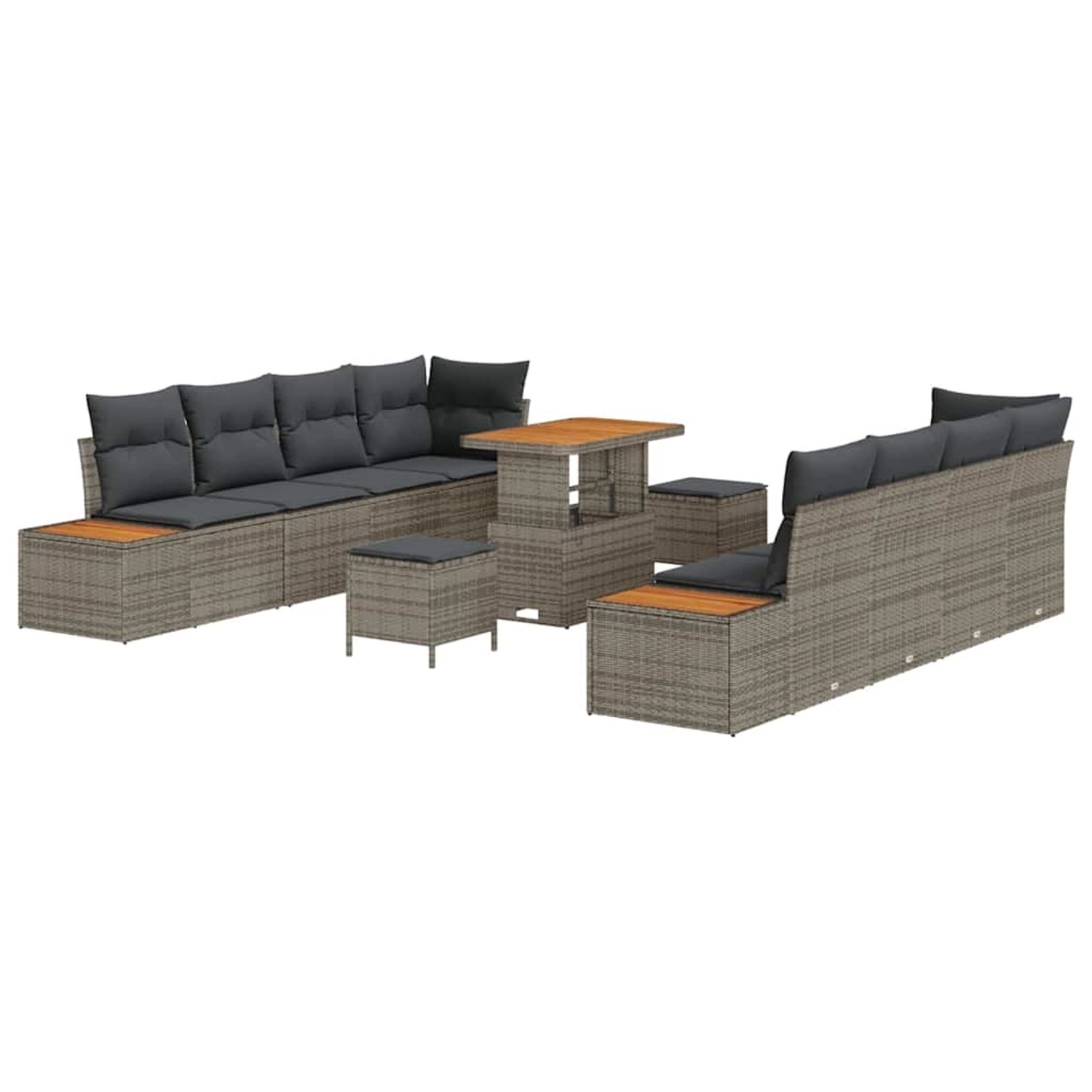 vidaXL Garten-Sofa-Set mit Kissen 11-Tlg Grau Poly Rattan 3362893 günstig online kaufen