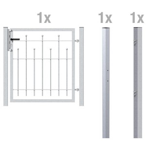 Metallzaun Einzeltor-Set Madrid, verzinkt, 100x100 cm, zum Einbetonieren.