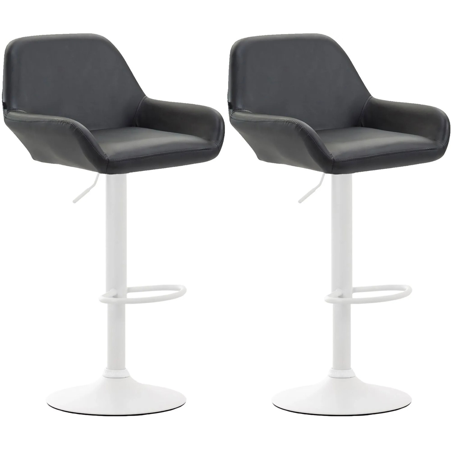 CLP 2er Set Barhocker Braga Kunstleder Schwarz/Weiß