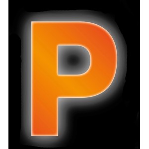 Reflektierender, orangefarbener Klebebuchstabe P, 8 cm, von Conacord.