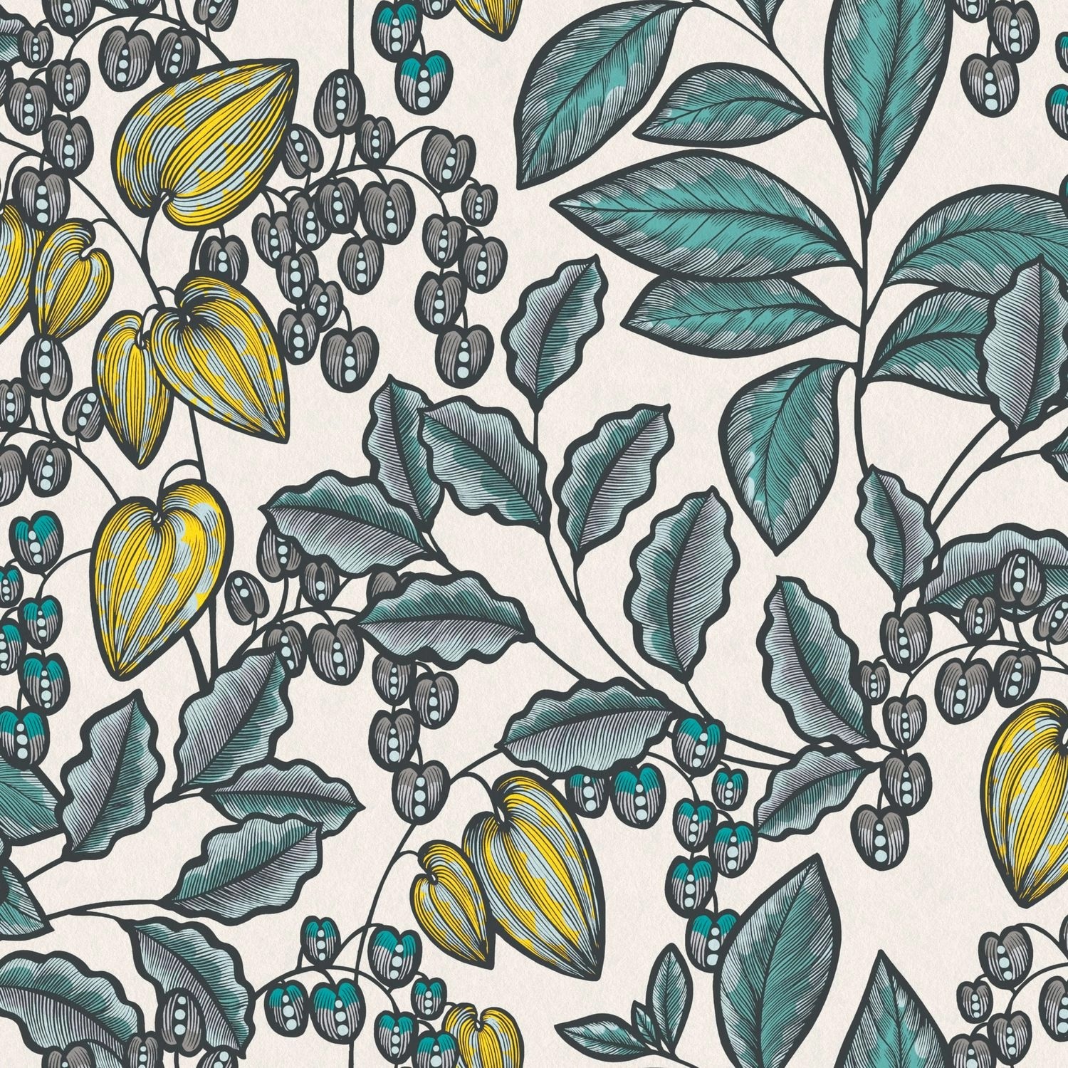 PROFHOME 377551-GU Blumen Tapete Floral Matt Blau Weiß Gelb 0,53 m x 10,05 günstig online kaufen