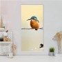 Weiße Magnettafel 37x78cm mit Vogel-Motiv als Wanddekoration inkl. Magnete.