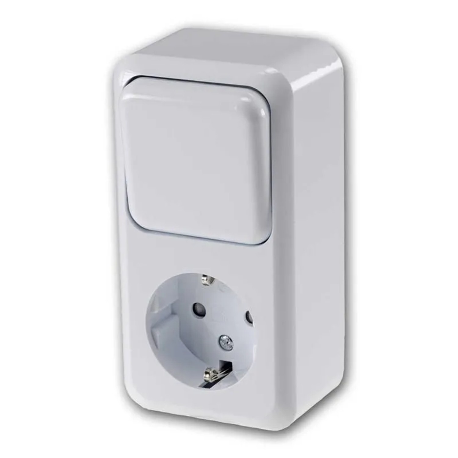ChiliTec FASKO Kombi Steckdose Schalter AP Weiß 250V