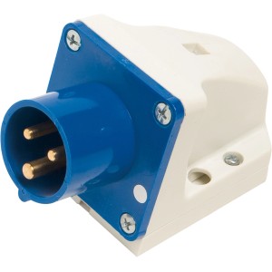 CEE Wandstecker, 3-polig, 16A, IP44, rot/blau, für Elektro-Verbindungen im Innen- und Außenbereich.