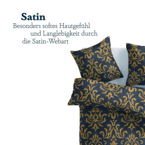 Bestlivings Satin Bettwäsche Ornament Anthrazit/Orange, 135x200 cm & 80x80 cm.