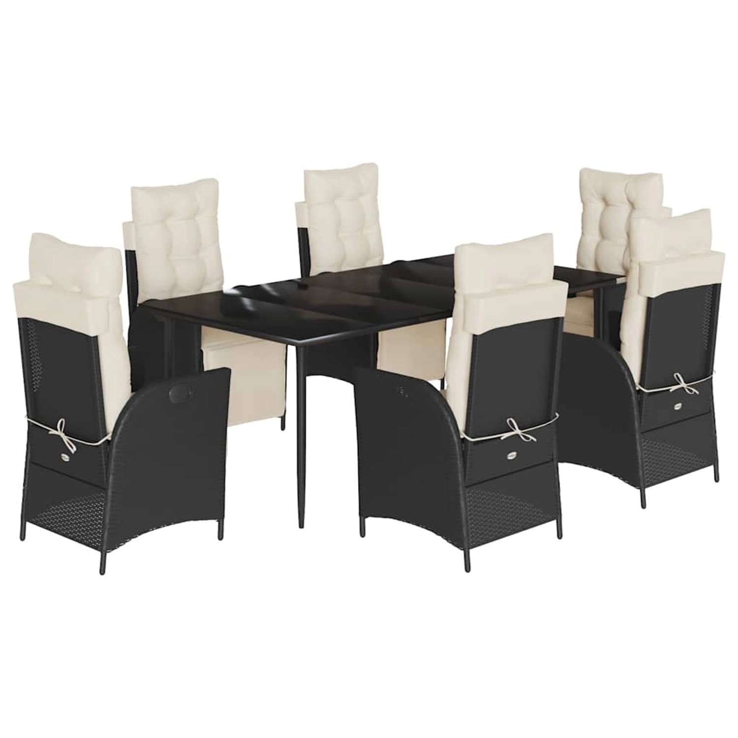 vidaXL 7-Tlg Garten-Essgruppe mit Kissen Schwarz Poly Rattan 3213383 günstig online kaufen