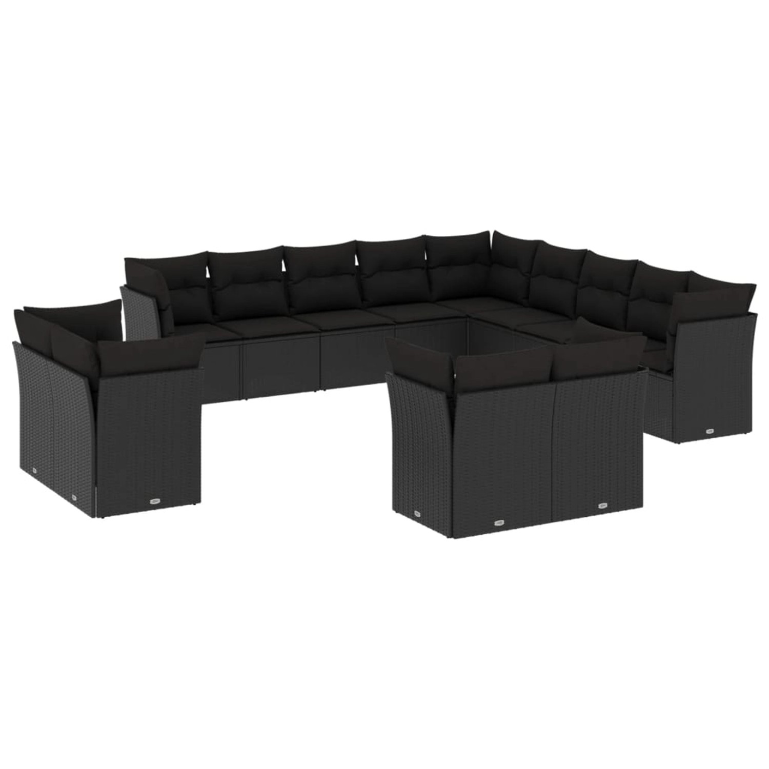 vidaXL 13-tlg Garten-Sofagarnitur mit Kissen Schwarz Poly Rattan Modell 30 günstig online kaufen