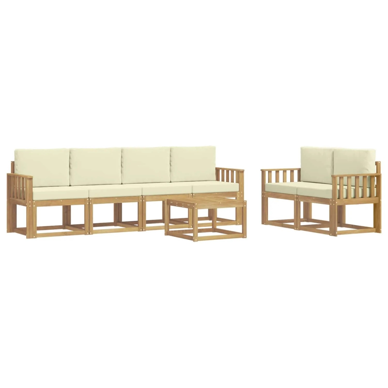 vidaXL Outdoor-Sofagarnitur mit Kissen 7-Tlg Weiß und Creme 3387274