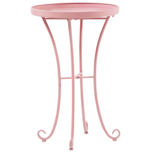 Runder, rosa Beliani Gartentisch CAVINIA, 40x40x64 cm, aus Metall mit filigranem Gestell.
