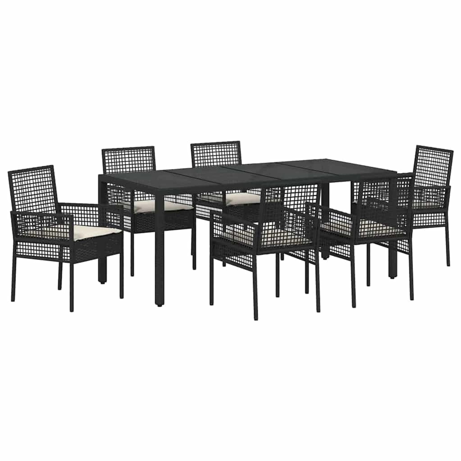 vidaXL Garten Essgruppe 7-Tlg Schwarz Poly Rattan 3334859 günstig online kaufen