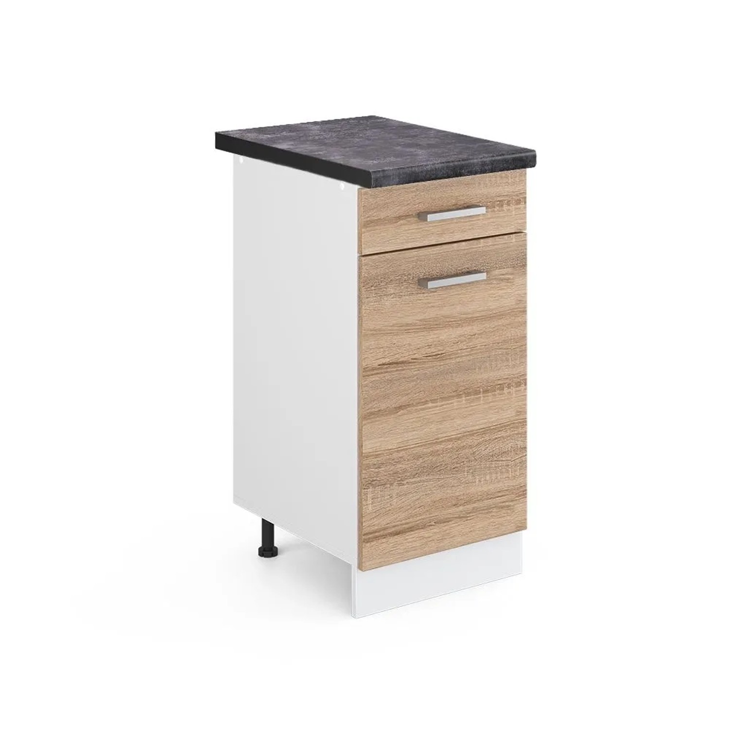 Vicco Küchenunterschrank R-Line Schubladenschrank für die Küche Sonoma Weiß 40 cm AP Anthrazit
