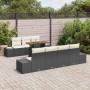 vidaXL Garten-Sofa-Set, 8-teilig, schwarz, Poly Rattan, mit Tisch und Auflagen. Gartenmöbel für Terrasse und Garten.