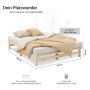 Helles Kiefernholz Palettenbett 140x200 cm mit Lattenrost. Robustes Bettgestell, 28 cm hoch, 25 cm Bodenfreiheit.