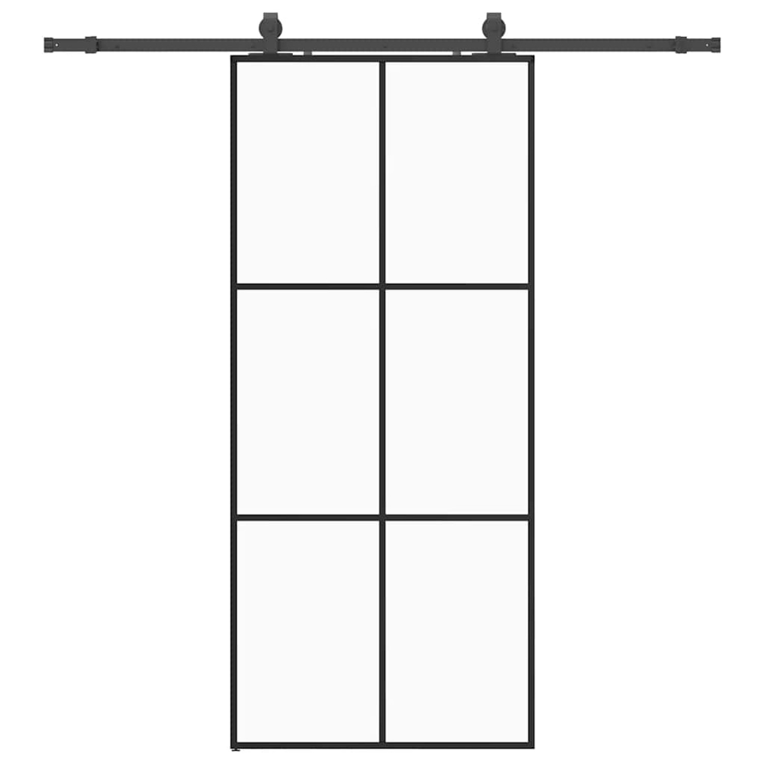 vidaXL Schiebetür mit Beschlag Schwarz 90x205 cm ESG-Glas 3375845 günstig online kaufen