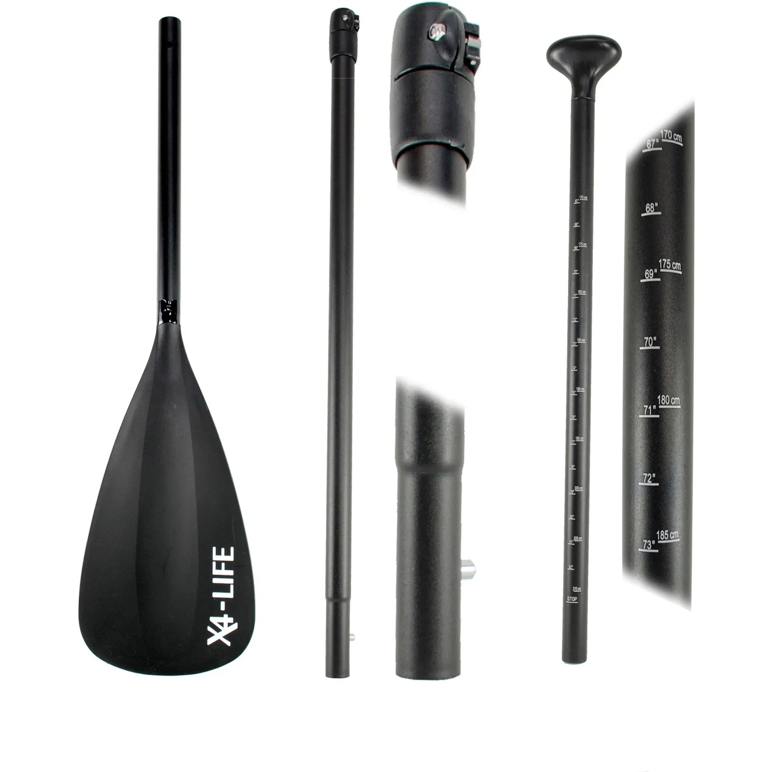 X4-Life Paddel für Stand Up Paddle Board, verstellbar, schwarz.