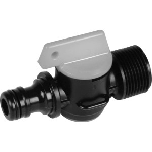 Summer Fun PVC Ablassventil für Pool Verrohrung, schwarzes Kunststoffgehäuse mit grauem Griff.