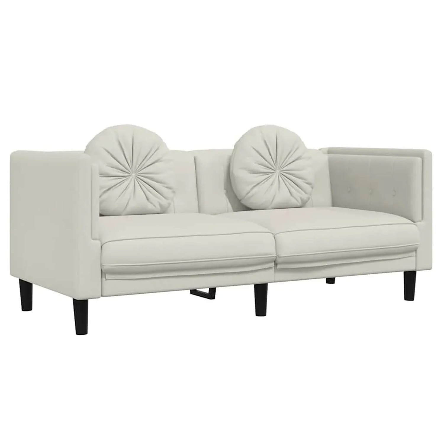 vidaXL Sofa mit Kissen 2-Sitzer Creme Samt 372639
