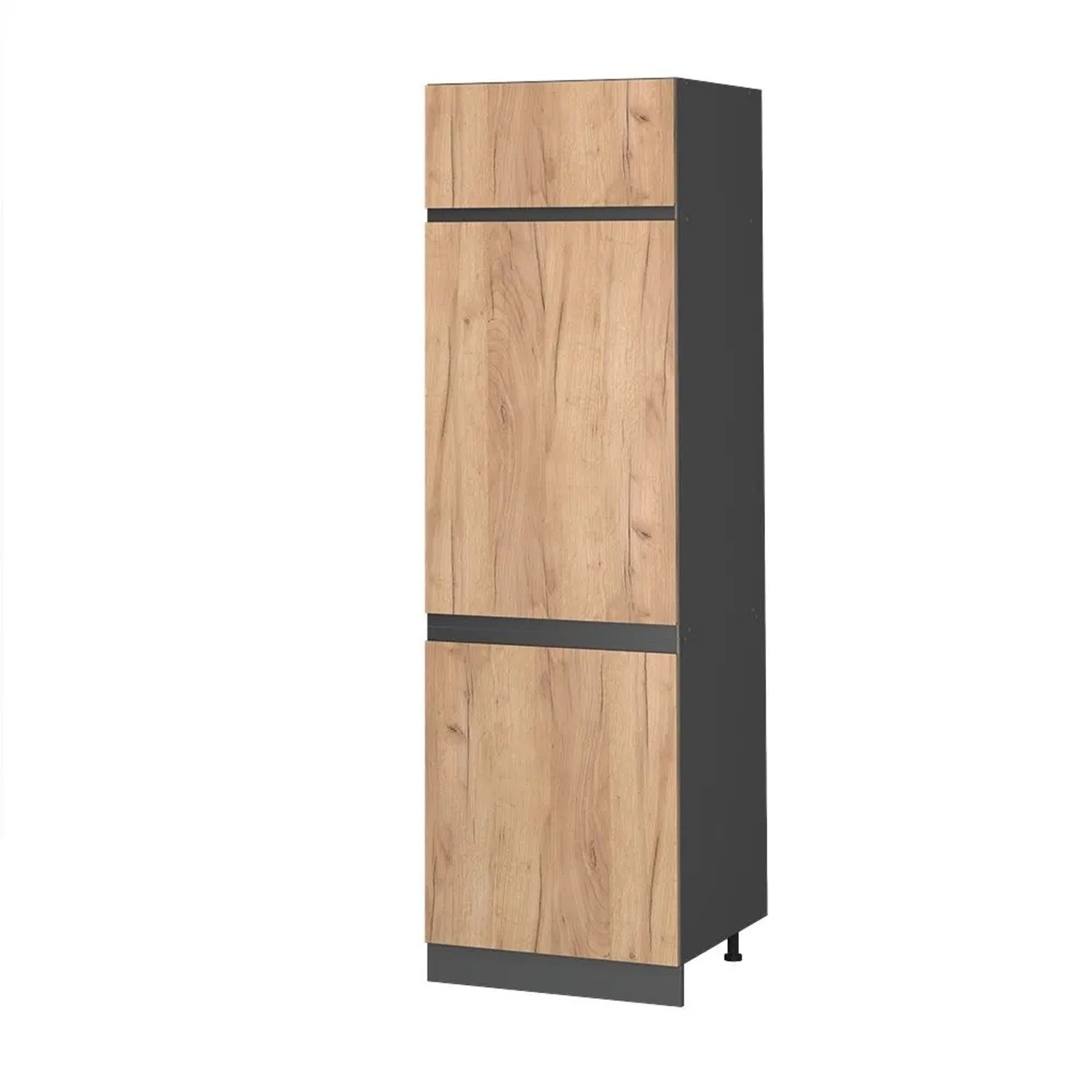 Vicco Kühlumbauschrank R-Line Goldkraft Eiche Anthrazit 60 cm J-Shape